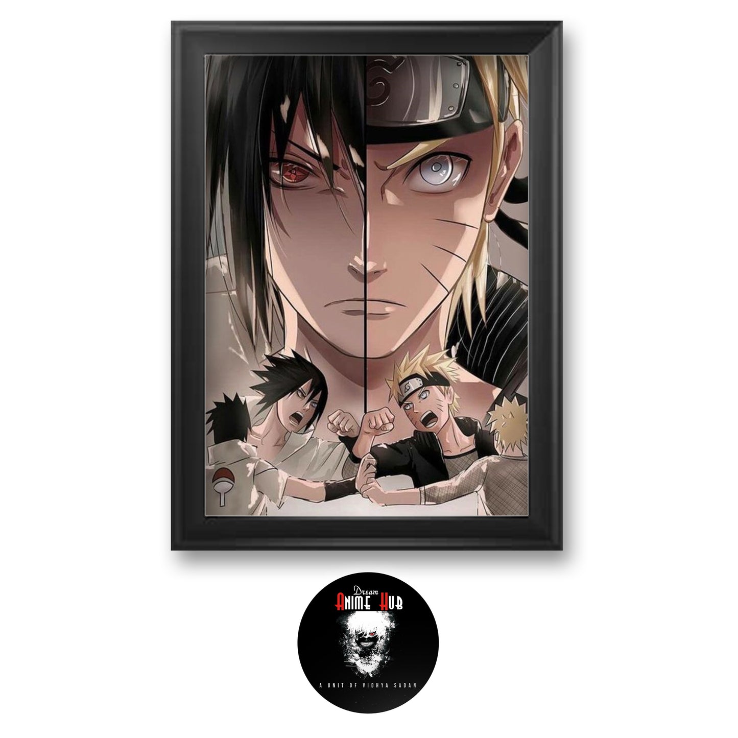 Naruto & Sasuke : Brothers/Friends/Comrades Wall Poster Frame