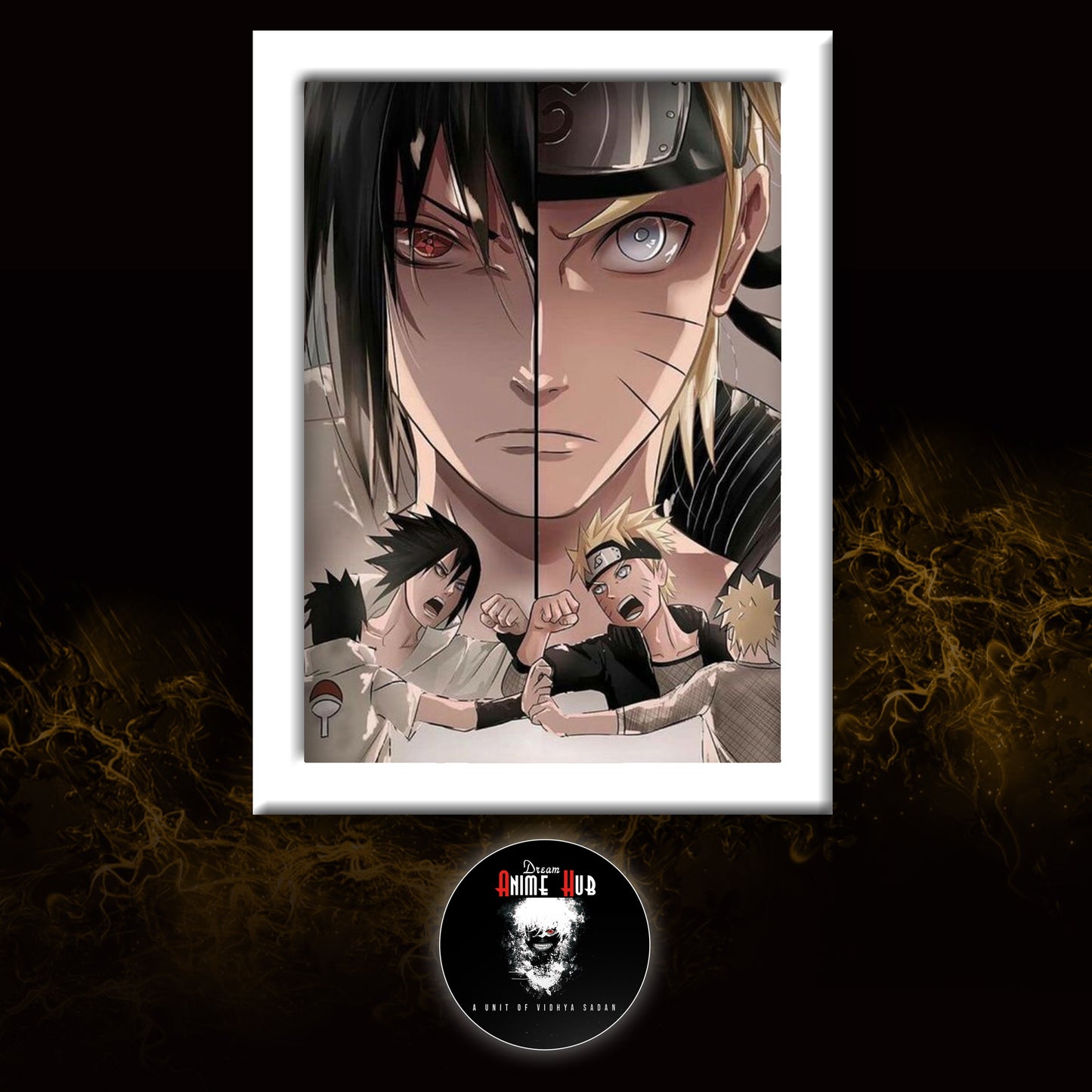 Naruto & Sasuke : Brothers/Friends/Comrades Wall Poster Frame