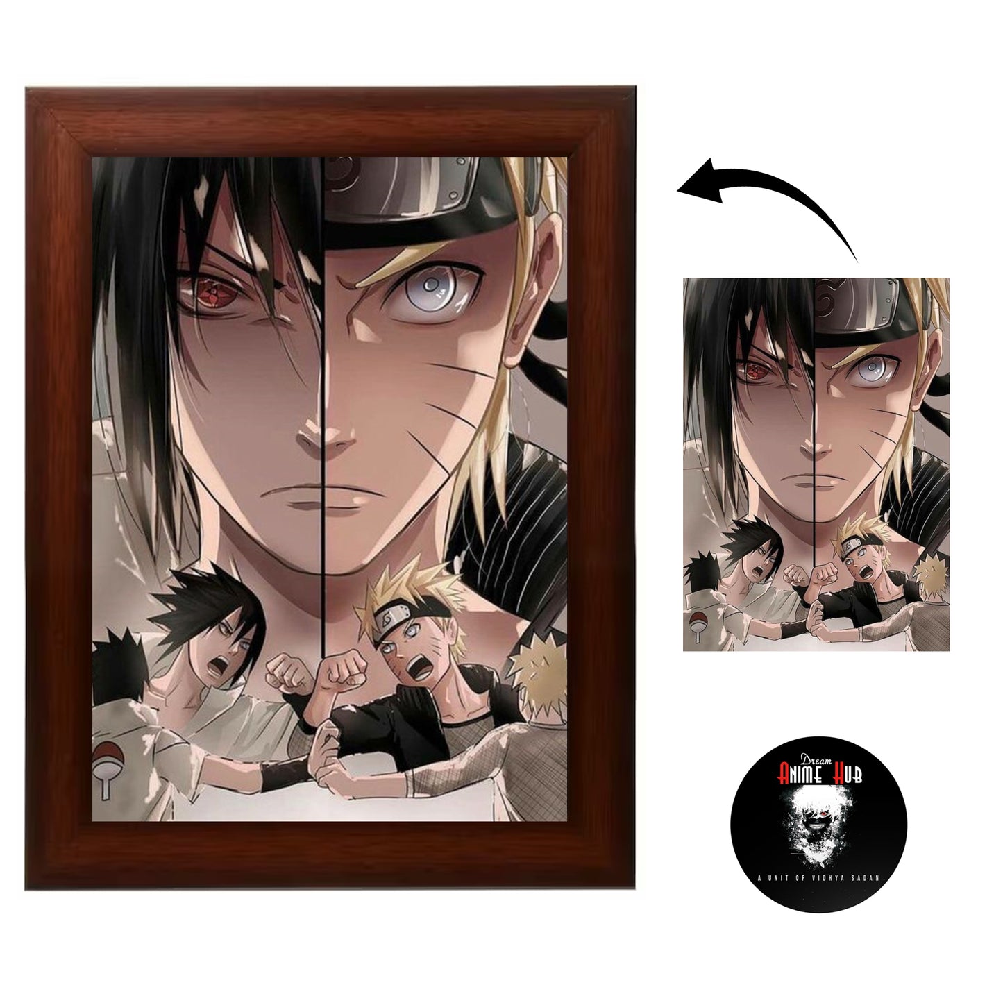 Naruto & Sasuke : Brothers/Friends/Comrades Wall Poster Frame