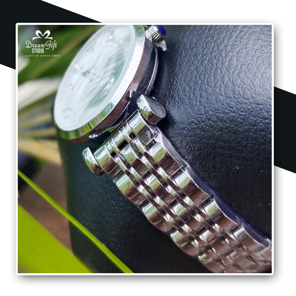 Armani style Luxury silver Wrist watch for her