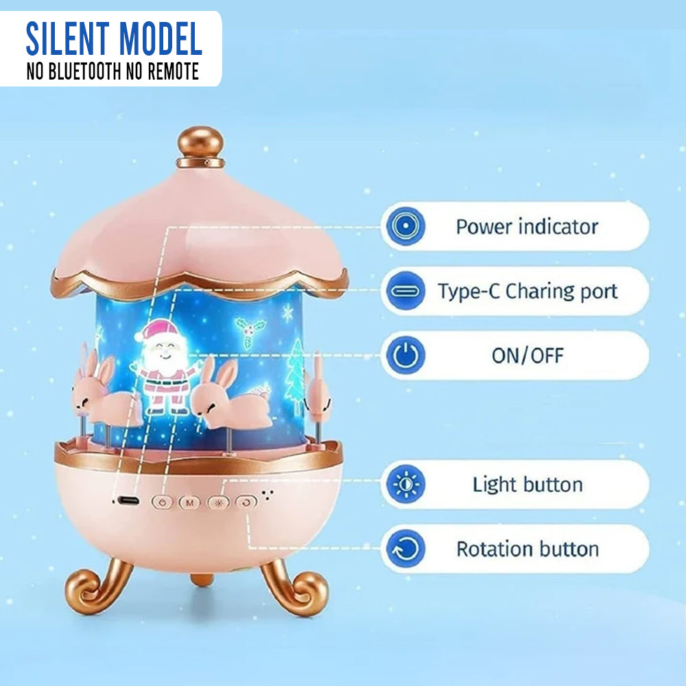 Bunny’s Carousel Rotating Night Light – LED Bunny Projector Lamp for Baby Room