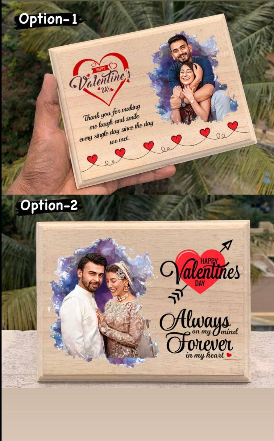 "Heartfelt Impressions: Artistic Wooden Frame for Valentine's Day"