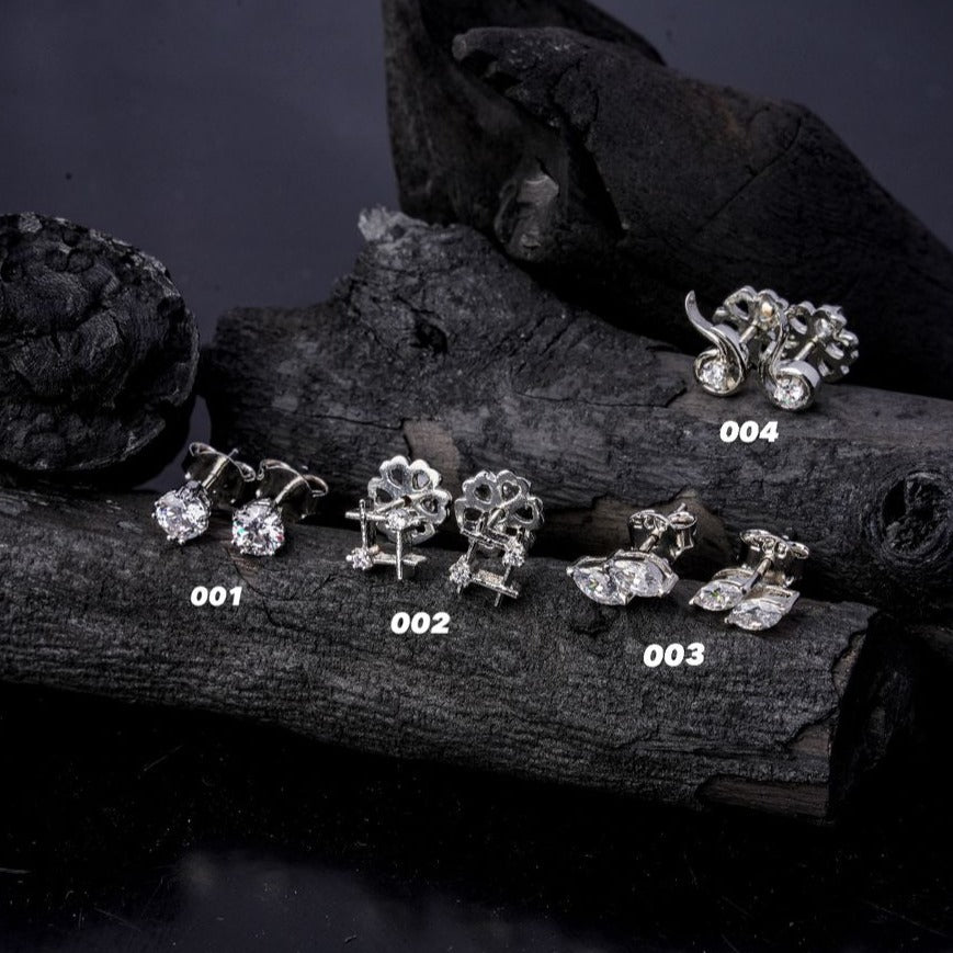 "Eternal Sparkle: Pure Silver Zercona Stud Earrings"