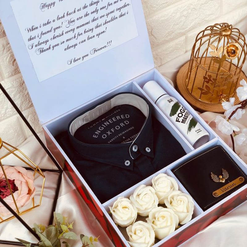 "๐ Personalized Elegance: "Men's Shirt Box Surprise Hamper "