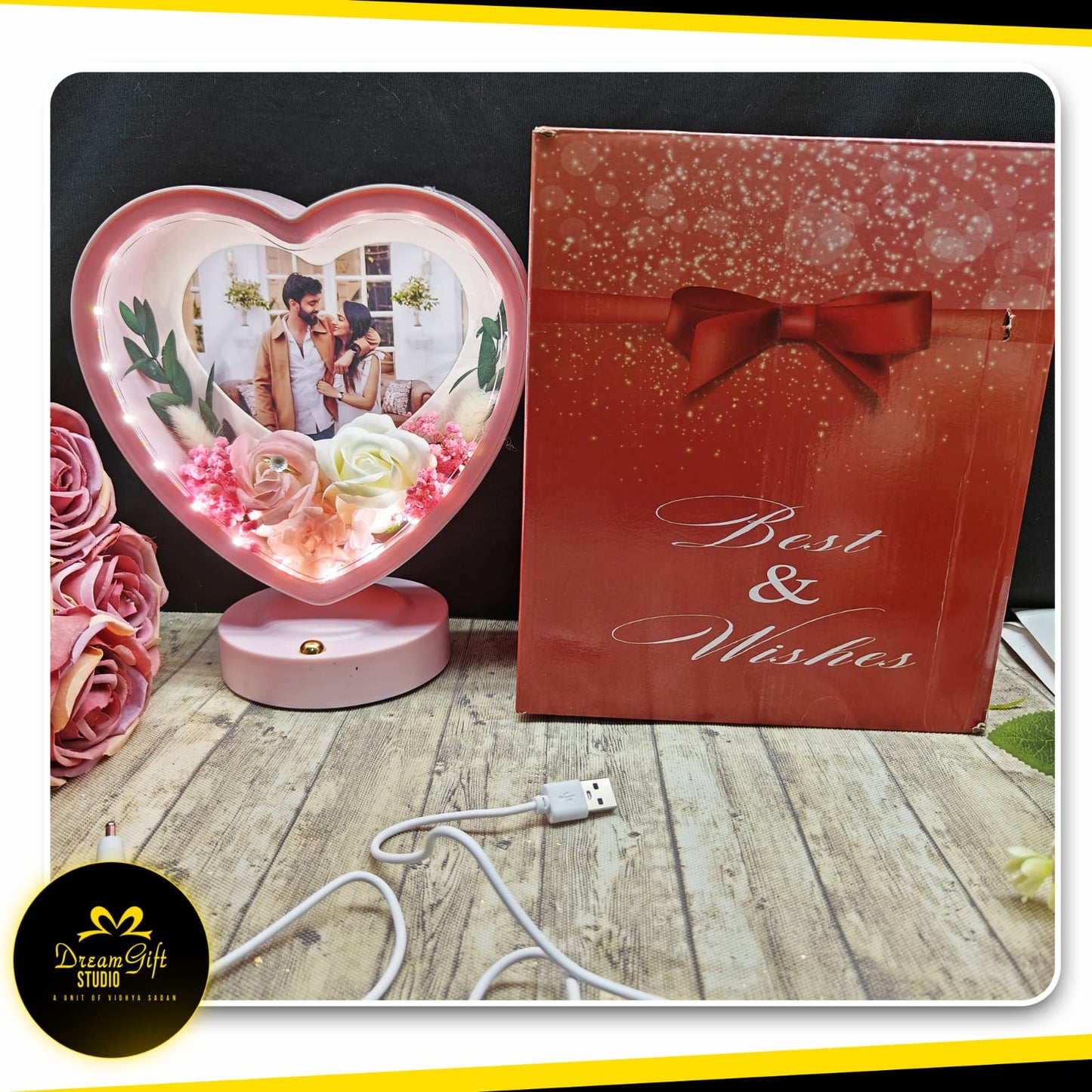 Personalized Floral Heart Frame
