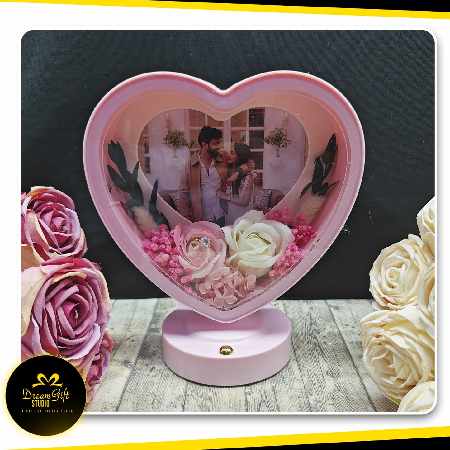 Personalized Floral Heart Frame