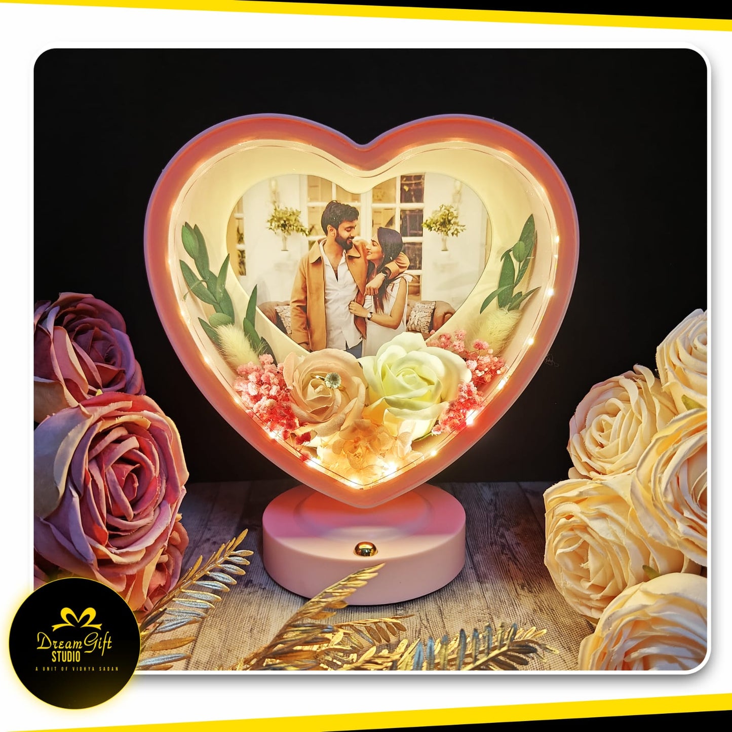 Personalized Floral Heart Frame