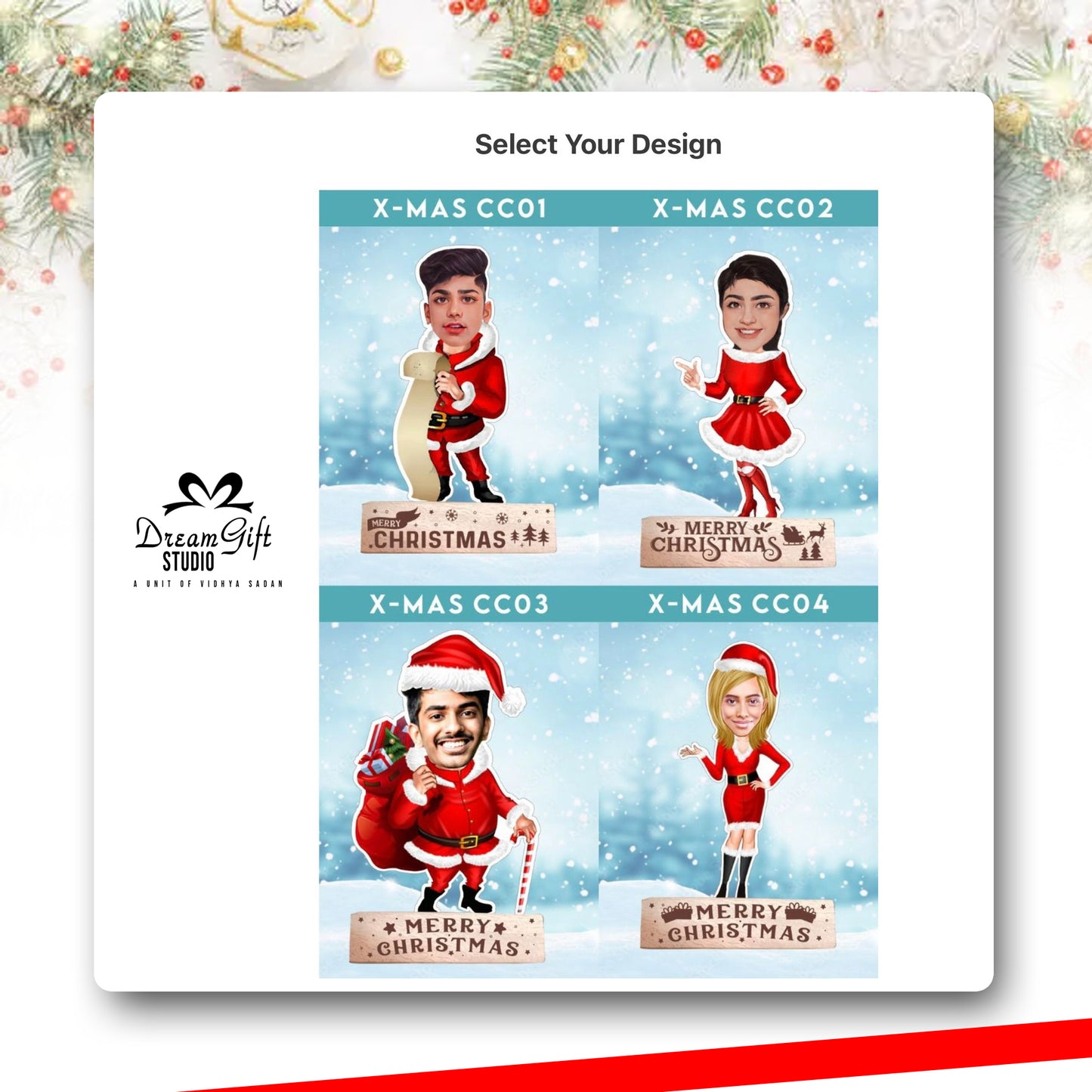 Christmas special Personalised Wooden Caricature