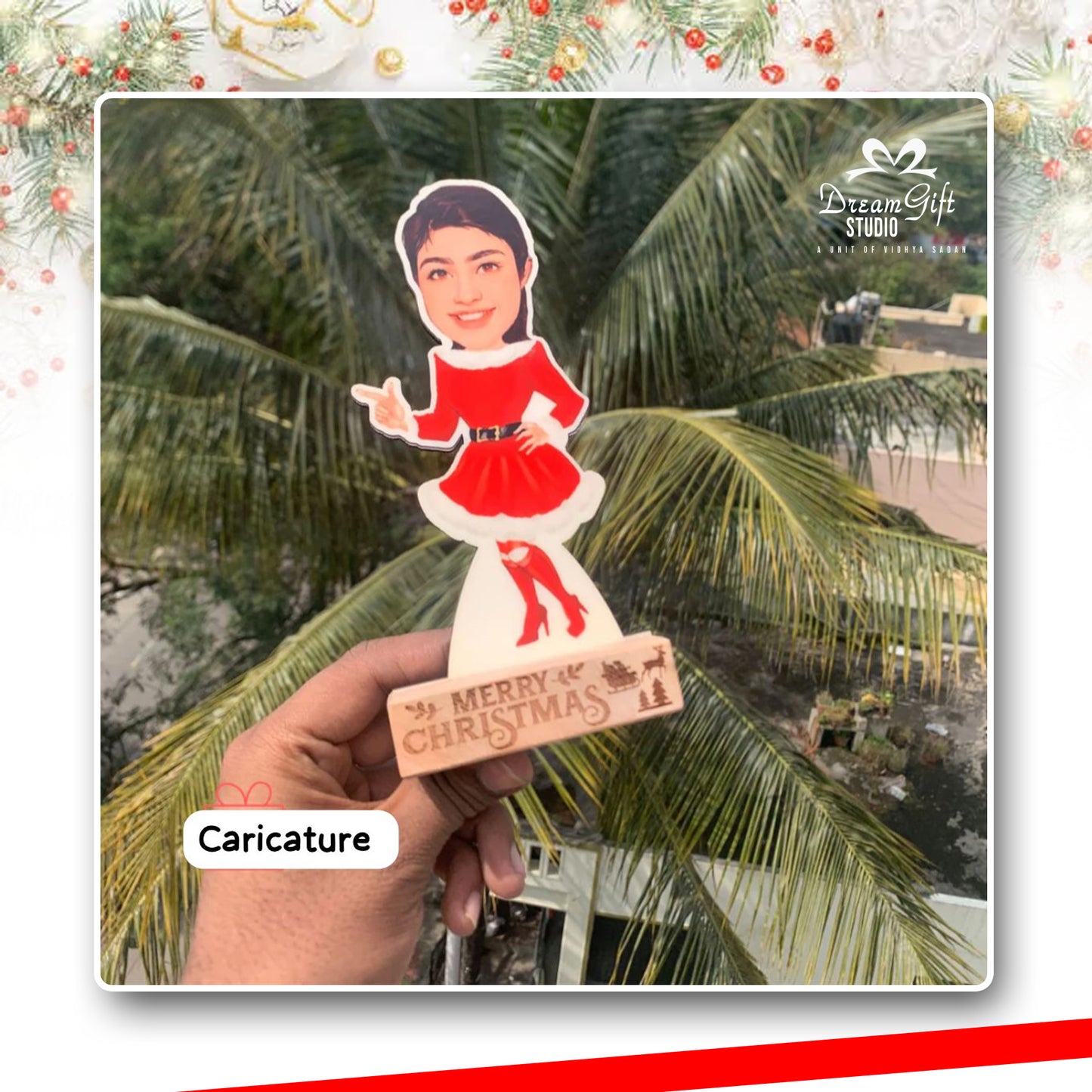 Christmas special Personalised Wooden Caricature