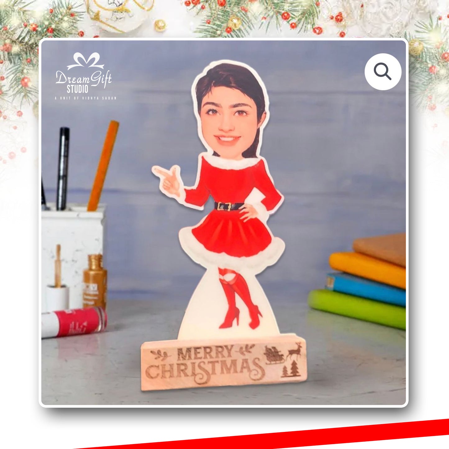 Christmas special Personalised Wooden Caricature