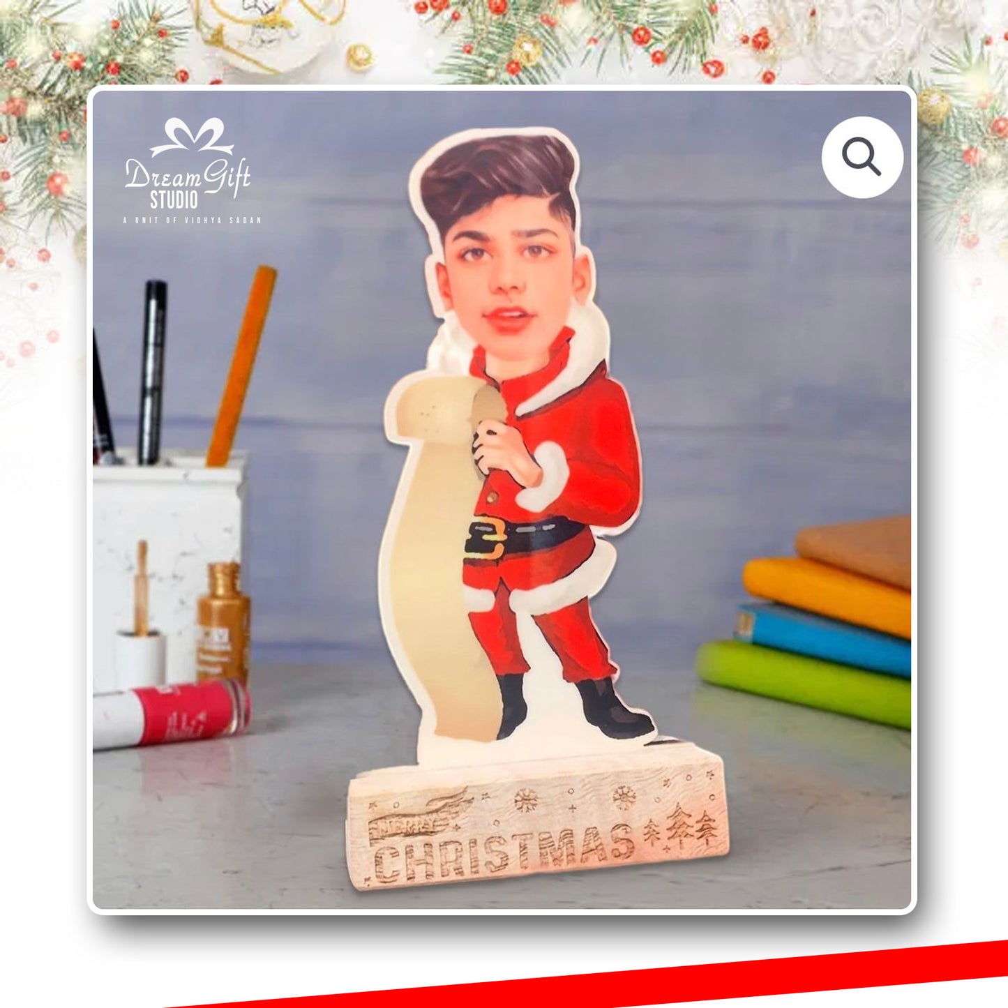 Christmas special Personalised Wooden Caricature