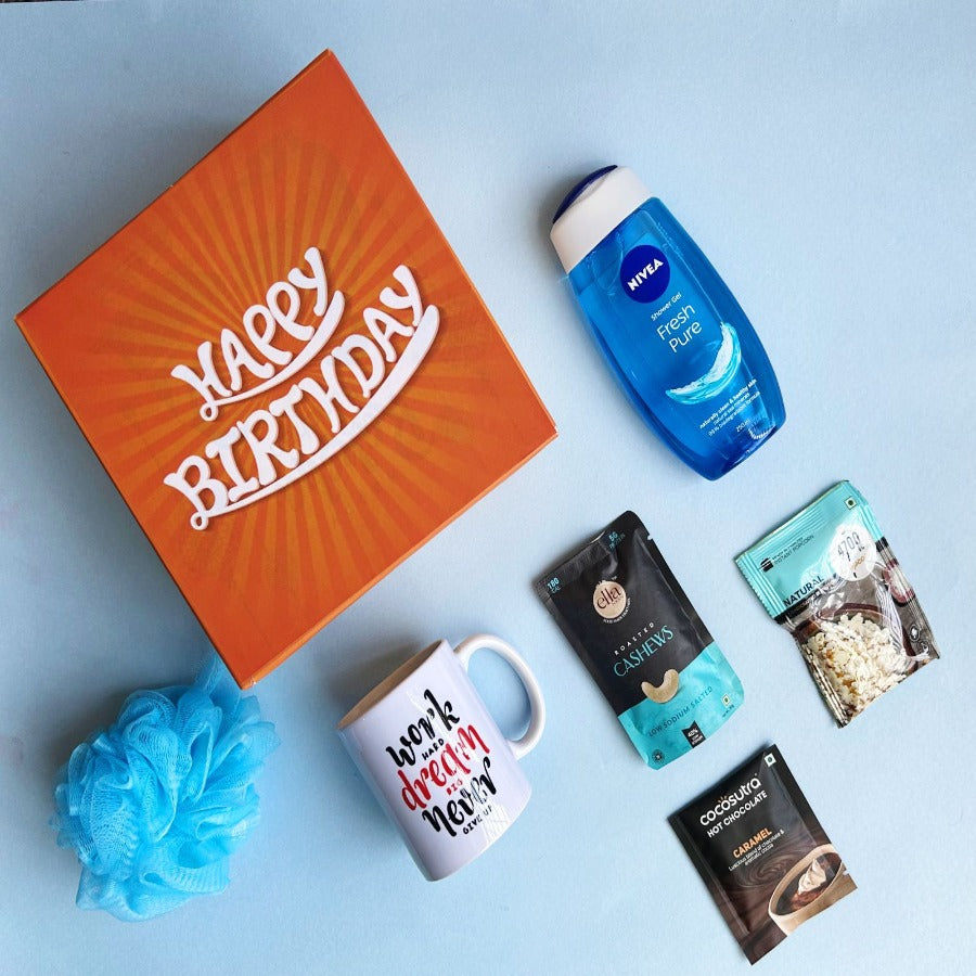 personalized birthday gift hamper with all usable products