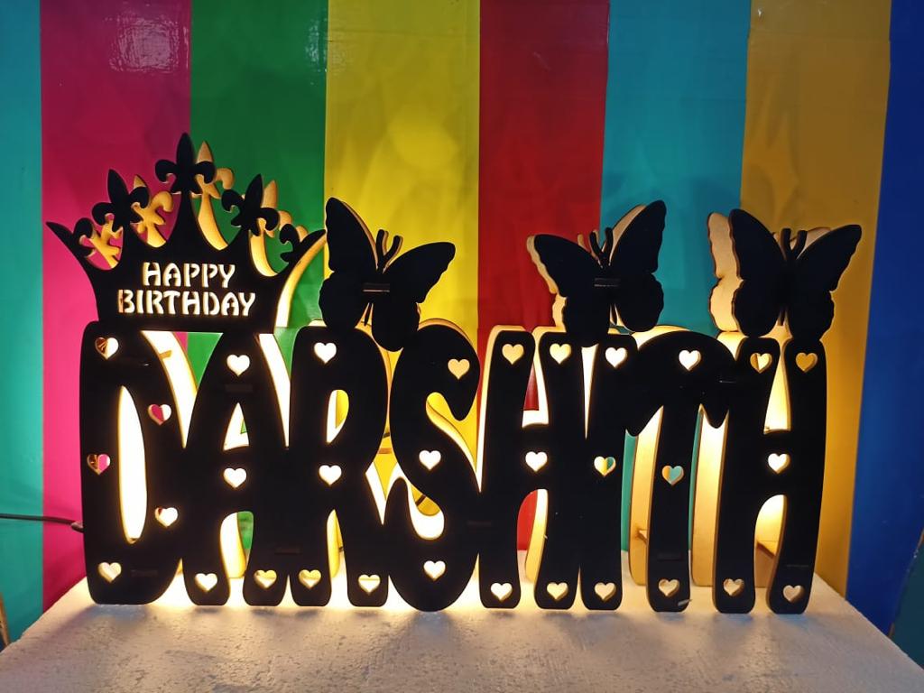 Customised Wooden Name Lamp