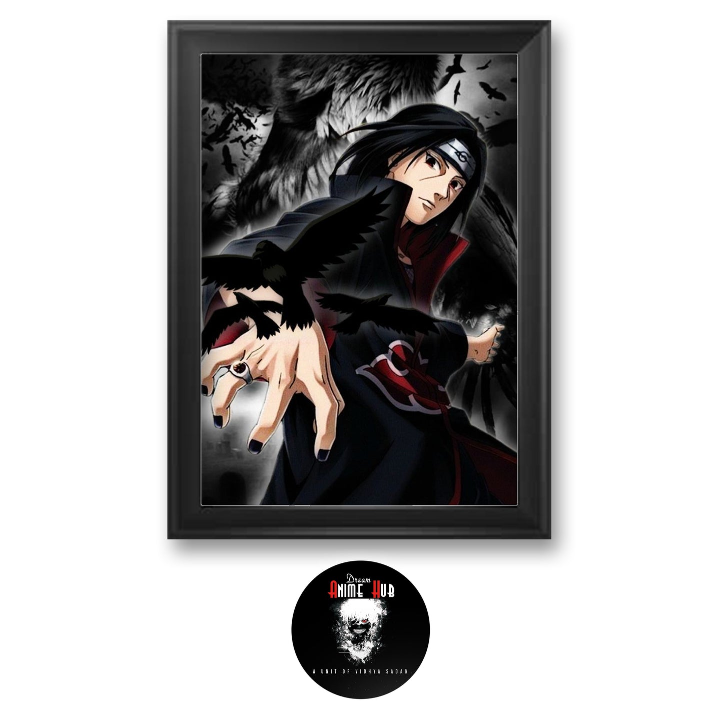 "Eternal Nightfall: Itachi's Raven Reverie" wall Frame