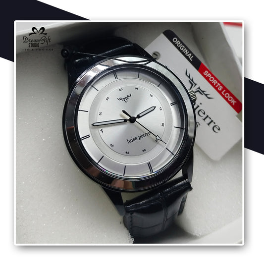 Luise Pierre Modern Analog Watch – Sleek Silver Dial  and Leather Strap