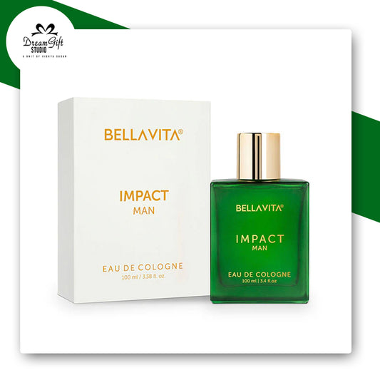 Bella Vita Luxury IMPACT MAN Eau De Cologne – Long-Lasting Woody & Citrusy Fragrance for Men with Mandarin Orange, Patchouli & Cedar (100ml)