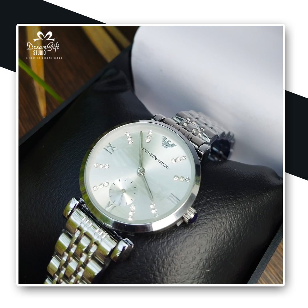 Armani style Luxury silver  Wrist watch for her