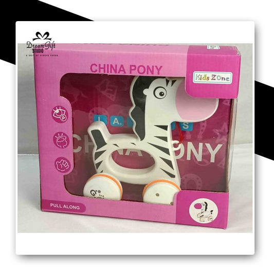 Kids Zone "China Pony" Zebra Pull-Along Toy