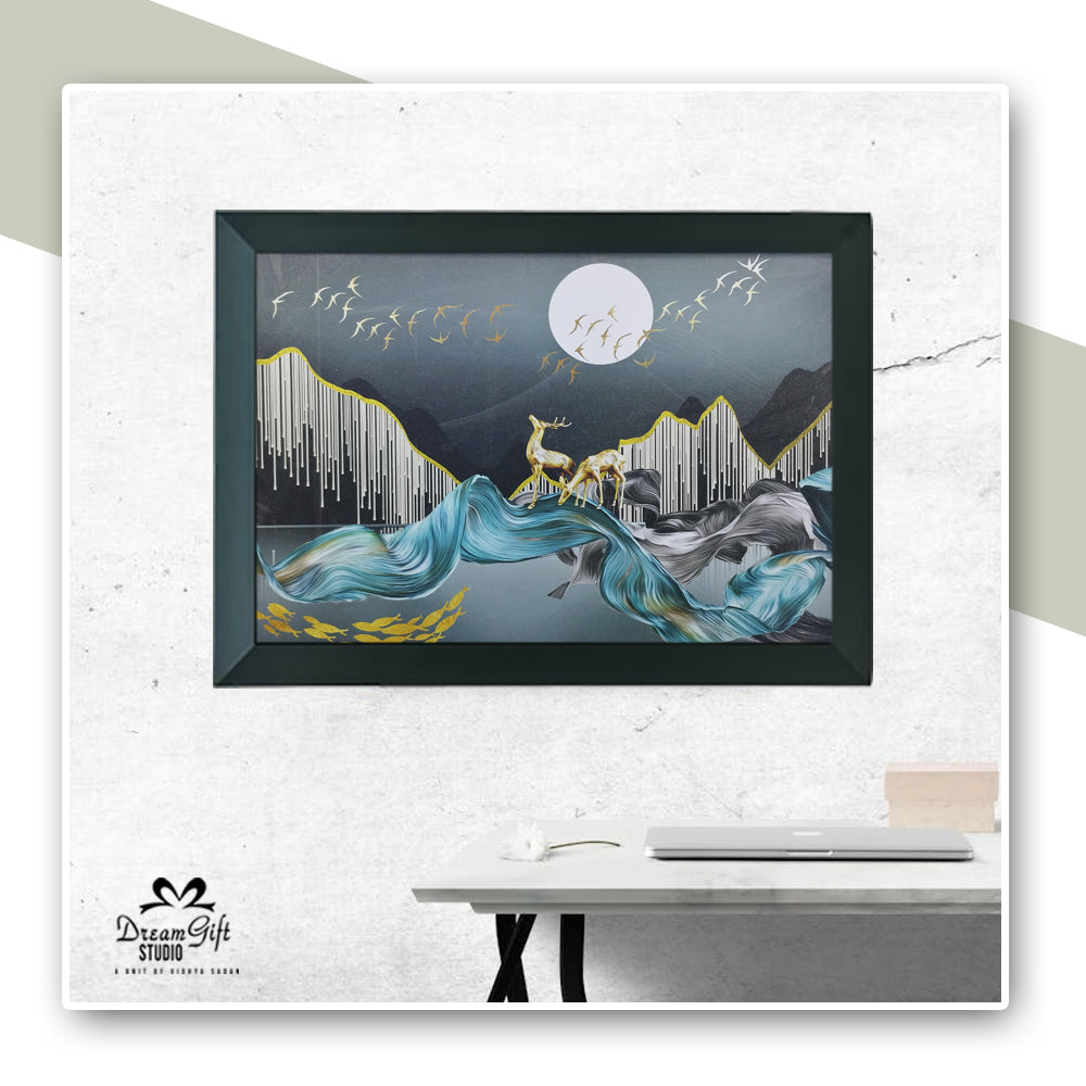 Moonlit Wilderness Scenery | 14×20 inches | Black Frame