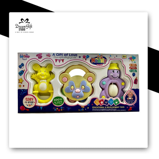 A Gift of Love" Nodi Series 3-Piece Baby Rattle & Teether Set