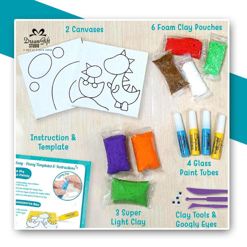 DIY Clay Murals - Dino Edition (Shining Glass Paint)