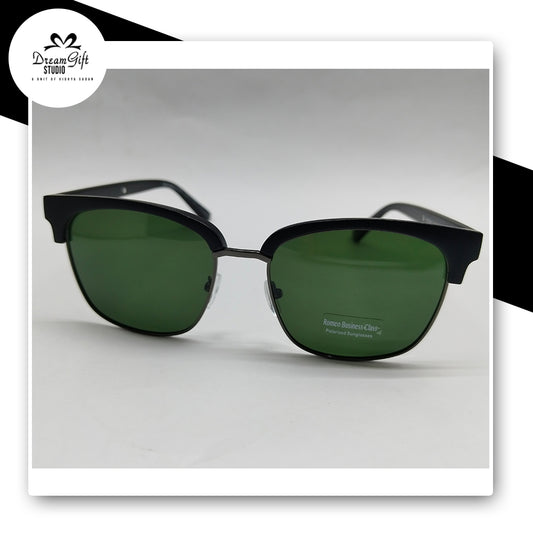 Romeo Business Class Polarized Sunglasses – Classic Black Frame with Green Lenses