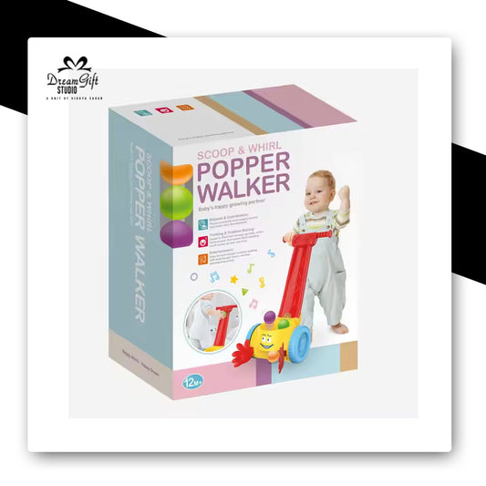 Cartoon Push-Along Ball Popper walker Toy