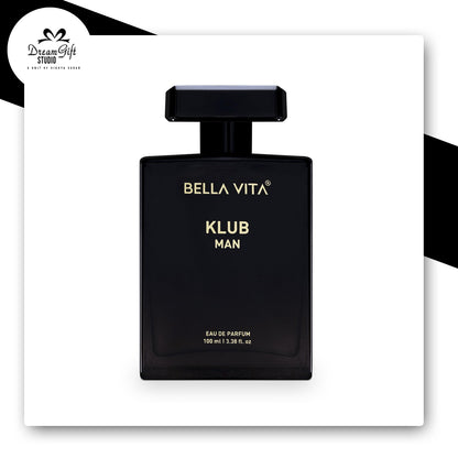 Bella Vita Luxury KLUB Eau De Parfum for Men | 100ml Long-Lasting Perfume | Notes of Lemon, Rose & Vanilla | Musky, Spicy & Woody Premium Fragrance
