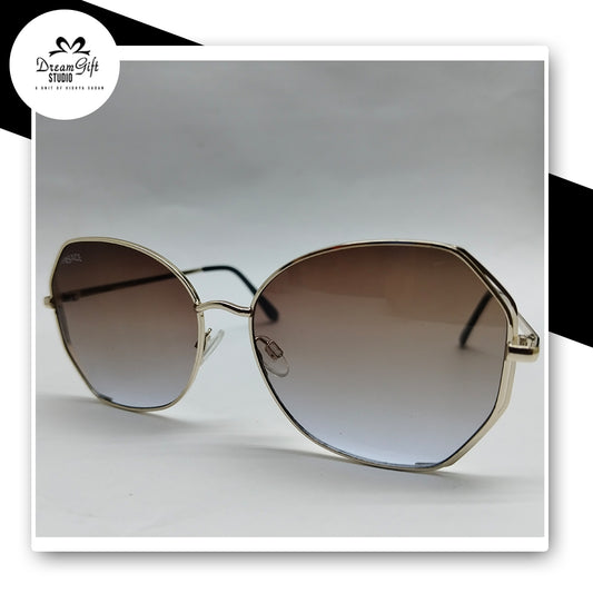 Versace Oversized Geometric Sunglasses – Gold Frame with Brown Gradient Lenses