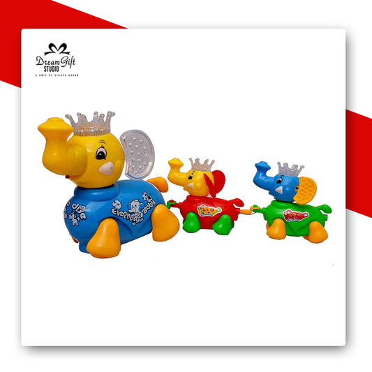 Musical Elephant Family Toy Train with Lights and motion