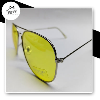 Classic Silver Frame Sunglasses – Yellow UV400 Polarized Lenses