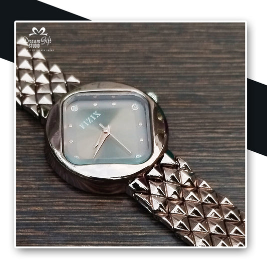 FIZIX Elegant Watch Brown & Textured Metal Strap