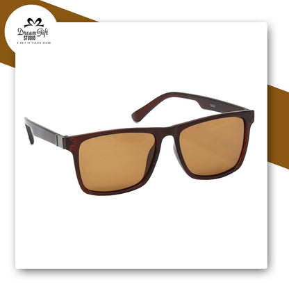 Brown Rectangular Sunglasses – Amber-Tinted Lenses | Lightweight & UV400 Protected