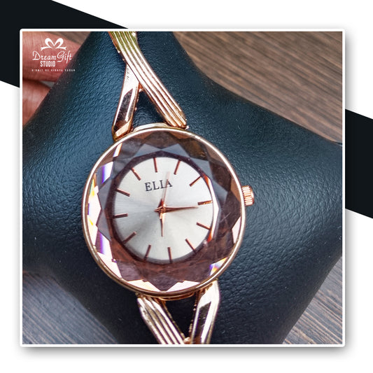 ELLA Elegant Crystal Cut Dial in Rose Gold