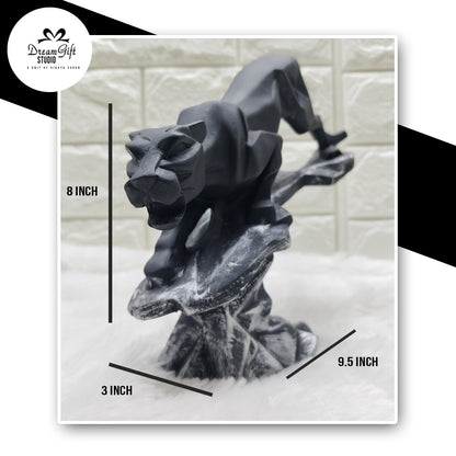 Modern Art Panther Sculpture in Silver Black Finish"