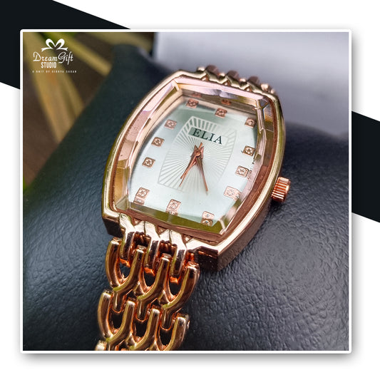 Elegant ELLA Rose Gold Chain & Classy Dial Design