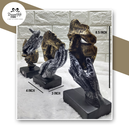 🧿 Modern Art “3 Wise Faces” Resin Sculpture Set – Speak, See & Hear No Evil