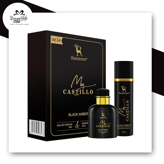 Ramsons My Castillo Black Amber Perfume & Deodorant Gift Set – Unisex, Long-Lasting, Pack of 2