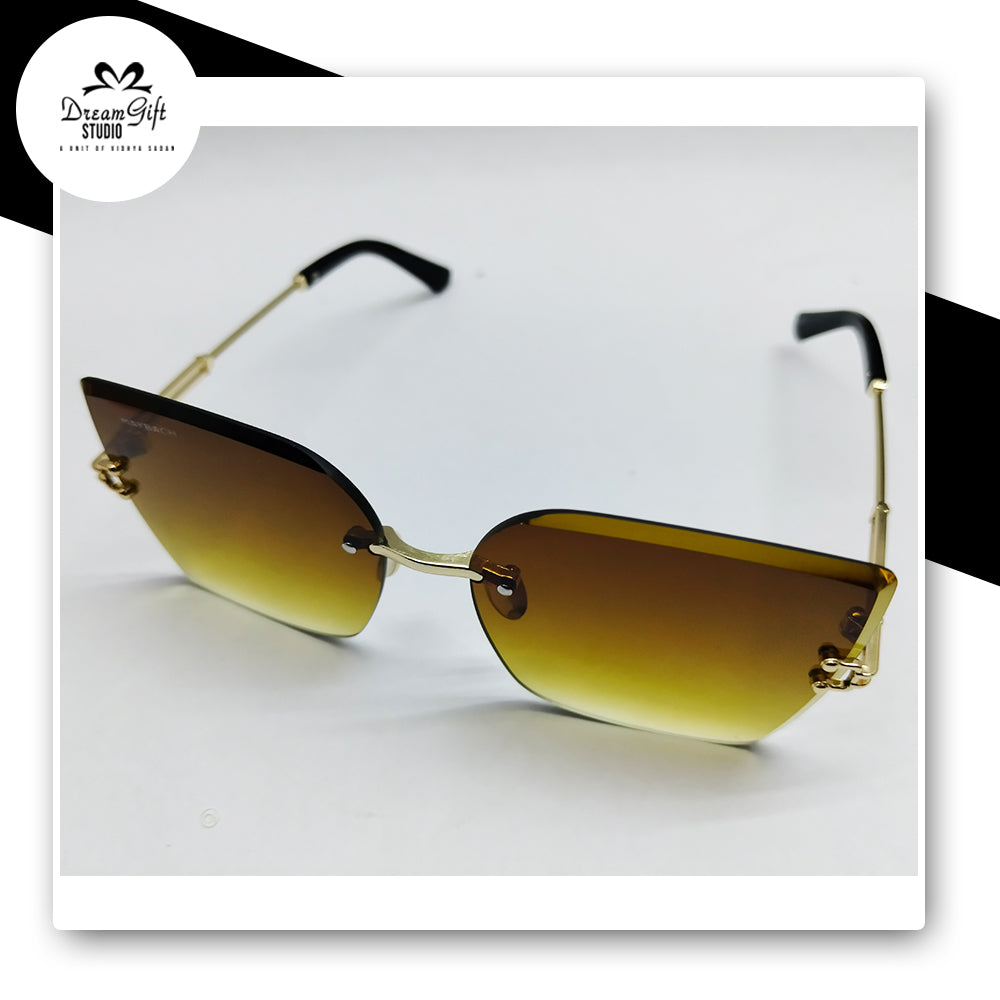 Maybach Rimless Square Sunglasses with Gold Accents and Yellow-Brown Gradient Lenses