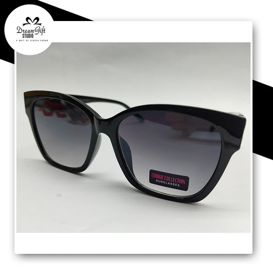 Classic Black Cat-Eye Sunglasses with Gold Bow Detail – Cookie Collection