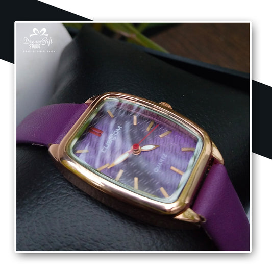 Stylish purple dial and strap with a rose gold case