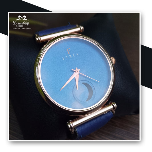 Fizia Blue Watch Elegant minimal design with rose gold accents