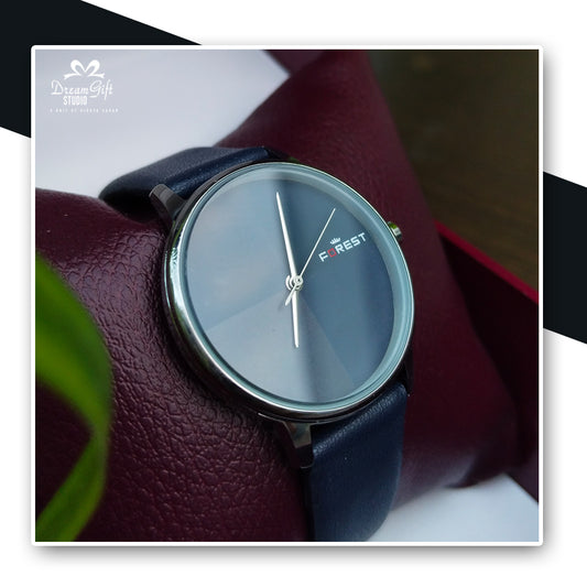 Forest Sleek and modern watch with a minimalist blue dial