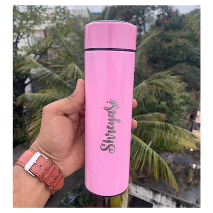 customised led temperature bottle in pink color