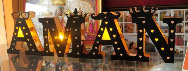 Customised Wooden Name Lamp